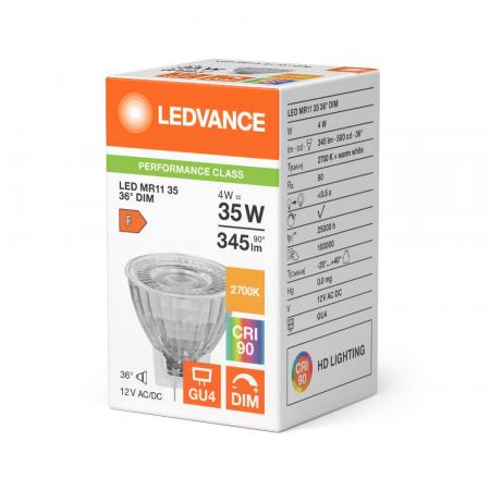 Ledvance GU4 MR11 36° 4.5W wie 35W warmweißer LED-Reflektor dimmbar 12V - hohe Farbwiedergabe 90Ra